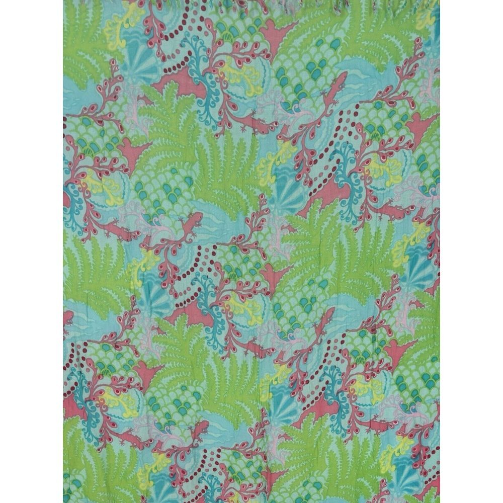 Lilly Pulitzer Murfee Scarf Wrap Fringe Floral Printed Rayon Colorful Pink Green - Picture 3 of 5